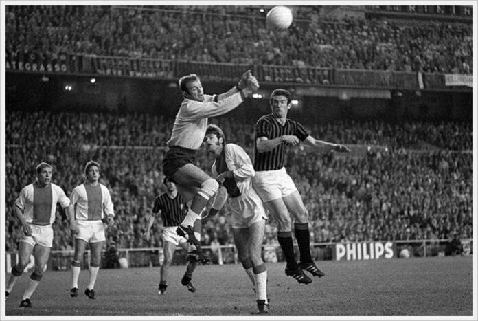 Pierino Parti, autore di una tripletta nella finale del Bernabeu tra Milan e Ajax