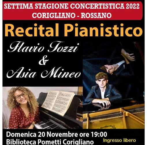VII Stagione concertistica, domenica 20 novembre alla Biblioteca Pometti il Recital pianistico