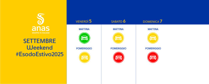 caledario weekend 5 settembre